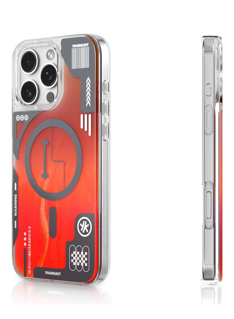 YOUNG KIT Cyberpunk Orange Luminous Quicksand Case For iPhone 16 Pro - Image 2