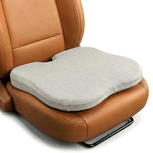 betterhood PosturePro Premium Car Seat Cushion for Driving Seat | Car Cushion Pillow for Tailbone Pain Relief | Orthopedic Memory Foam, Cotton Cover | Ergonomic Design for Long Drive Comfort (Grey) - Image 1
