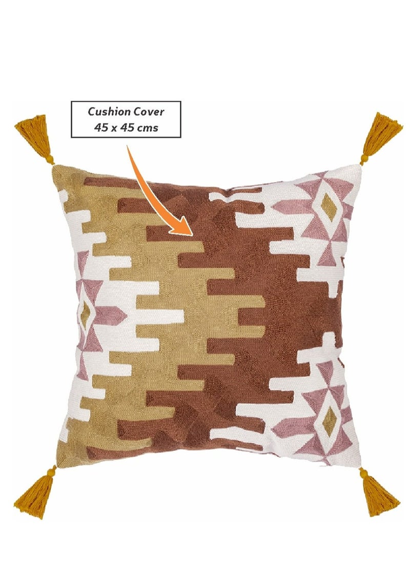 Donetella Cushion Cover 1-Pcs 45X45 CM With Filler Luxury Embroidered Golden Striped Cushion Case, Suitable For Sofa Bed Living Room, And Couch, Brown  - Image 3