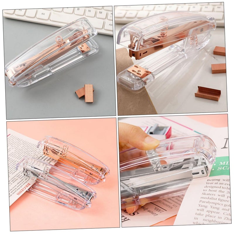 Mini Heavy Duty Hand Stapler 2 Pack Rose Gold And Silver Office Desk Document Binding Tool - Image 3