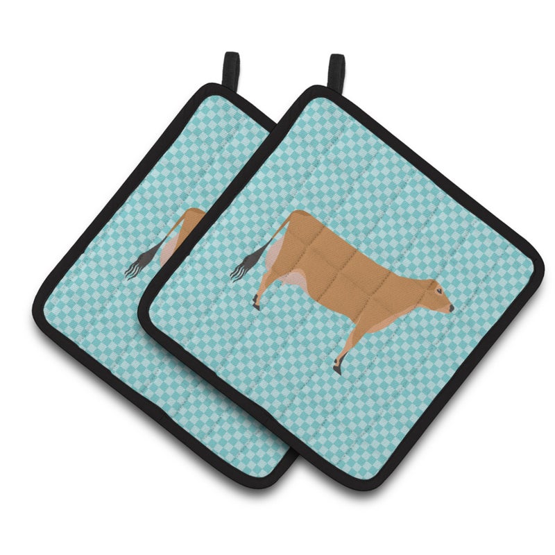 Caroline's Treasures ""Caroline's Treasures Jersey Cow Blue Check Decorated Pot Holder  7.5"""" x 7.5""""""