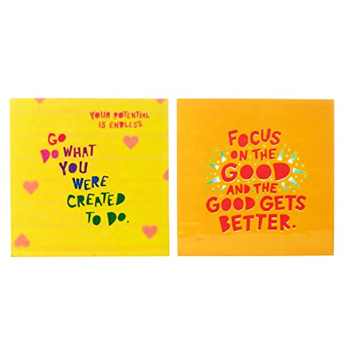 RANGBHAR Set of Two Wall Hangings, Quirky Motivational Quotes for Home Decor, 8 inch x 8 inch, High Gloss MDF Print Without Glass - Image 2