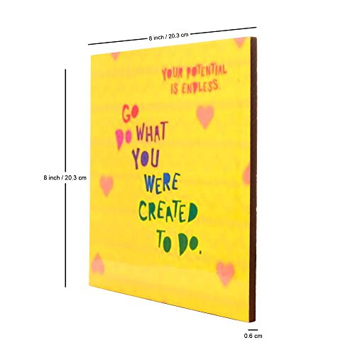 RANGBHAR Set of Two Wall Hangings, Quirky Motivational Quotes for Home Decor, 8 inch x 8 inch, High Gloss MDF Print Without Glass - Image 4