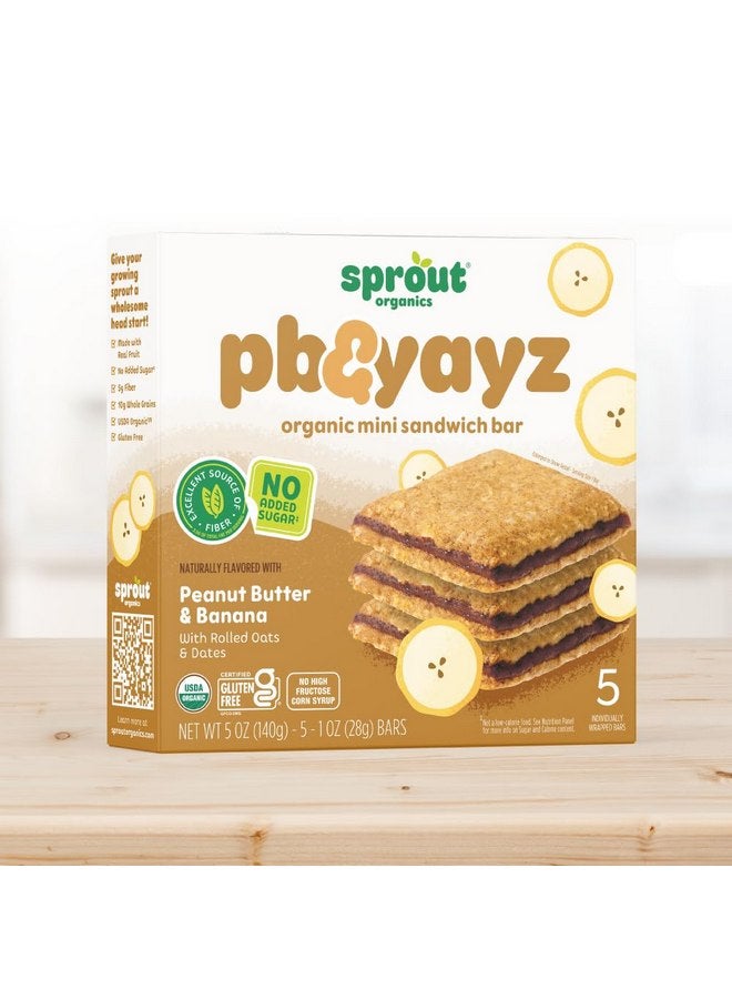Sprout Organics, PB & Yayz Toddler Snack Bars, Peanut Butter & Banana, 5 Individual Bars 1.02 oz Each (6-boxes) - Image 2