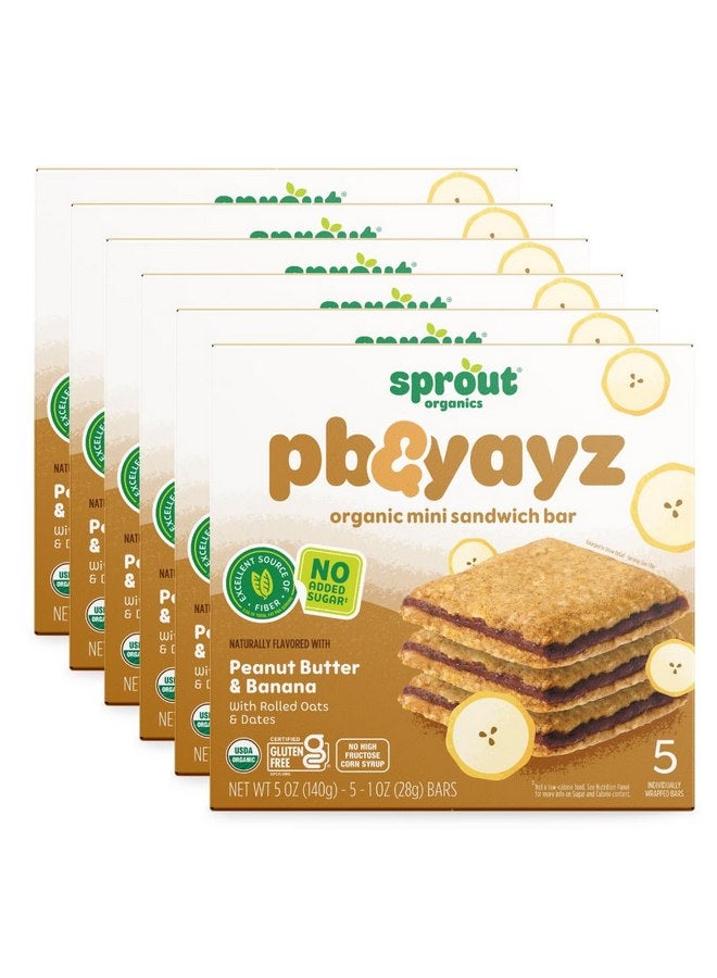 Sprout Organics, PB & Yayz Toddler Snack Bars, Peanut Butter & Banana, 5 Individual Bars 1.02 oz Each (6-boxes) - Image 1