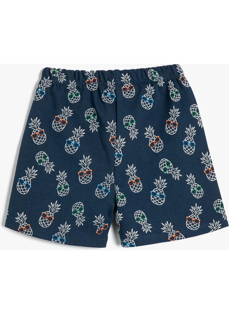 كوتون Pineapple Printed Shorts Tie Waist Cotton