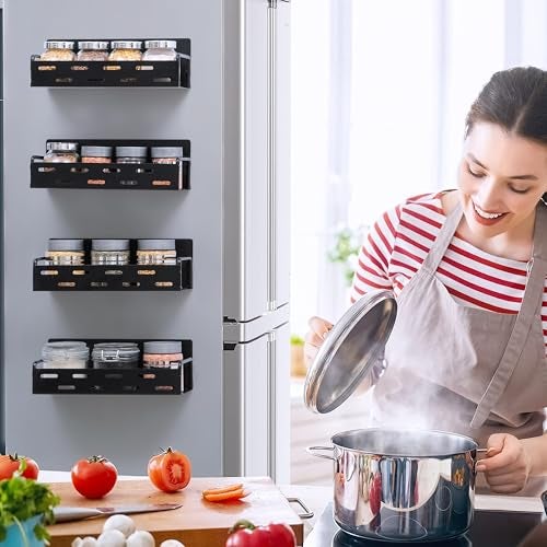 Livzing 3Pcs Magnetic Shelf for Fridge - Magnetic Spice Rack For Refrigerator - Fridge Side Storage Rack - Kitchen Organizer Rack - Floating Shelves for Washing Machine, Microwave Oven (26x11X9 cm) - Image 1