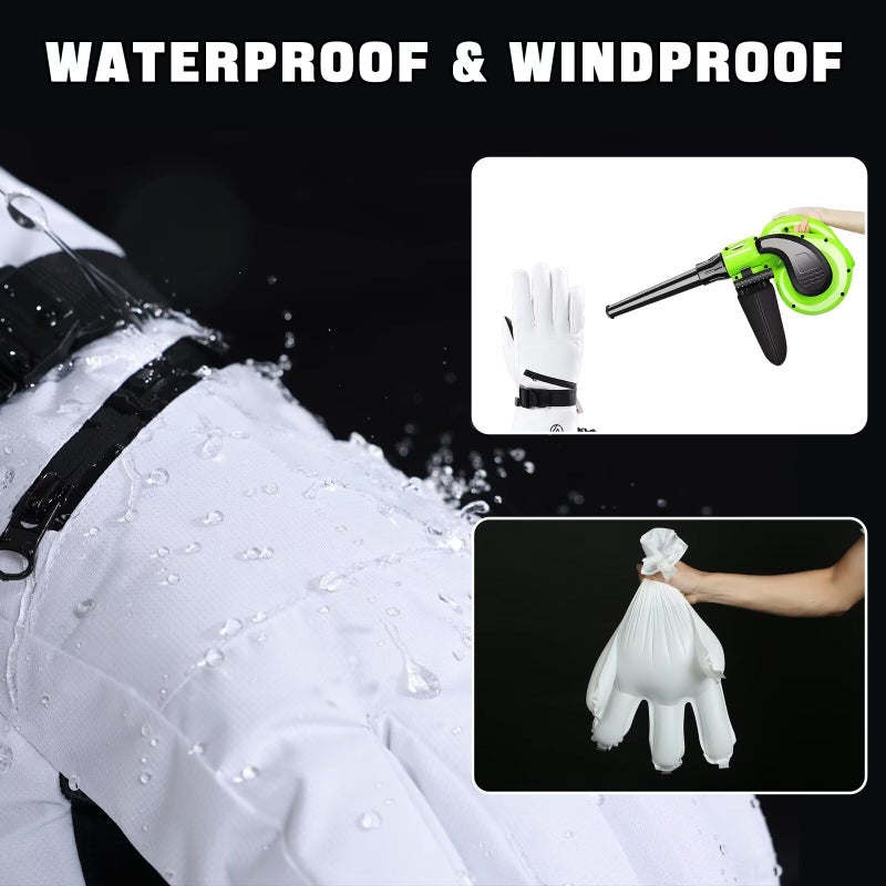 INPAKO Snow Gloves, Waterproof Warm Ski Gloves Thermal for Winter, Fit Both Men & Women, Gift for Parent Child White M - Image 2