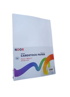 Noor 50 sheets of A4 White cardstock Thickness 180 grams  - Image 1