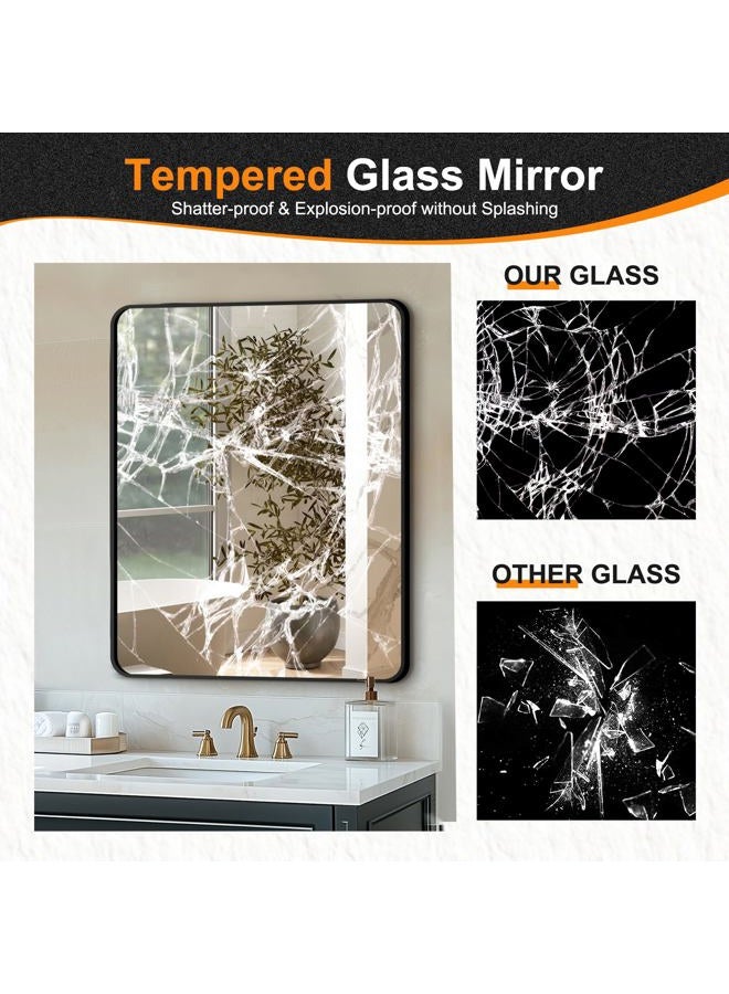Delma Bathroom Vanity Mirror, Black Framed Bathroom Mirror for Over Sink, High-Definition Bathroom Mirror, Versatile Bathroom Vanity Mirror, Hangs Horizontally or Vertically(30x24, Black) - Image 5