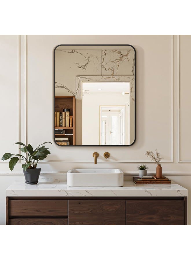 Delma Bathroom Vanity Mirror, Black Framed Bathroom Mirror for Over Sink, High-Definition Bathroom Mirror, Versatile Bathroom Vanity Mirror, Hangs Horizontally or Vertically(30x24, Black) - Image 2