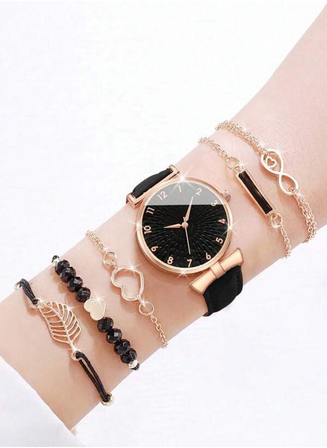 Geneva Women's Water Resistant Leather Analog Watch Set  - Image 1