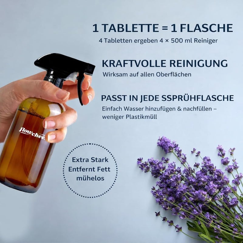 flowcheer Multi Surface Cleaner Refills -All Purpose Cleaning Tablets-Makes 192 fl oz(12 x 16 Fl oz) Bottles of Spray Cleaner for Household&Kitchen Cleaning-Lavender Scent(Not Included Bottles) - Image 2