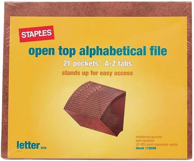 Staples 119099 LethaTone Expanding File AZ Index Letter Size 21Pockets Brown - Image 5