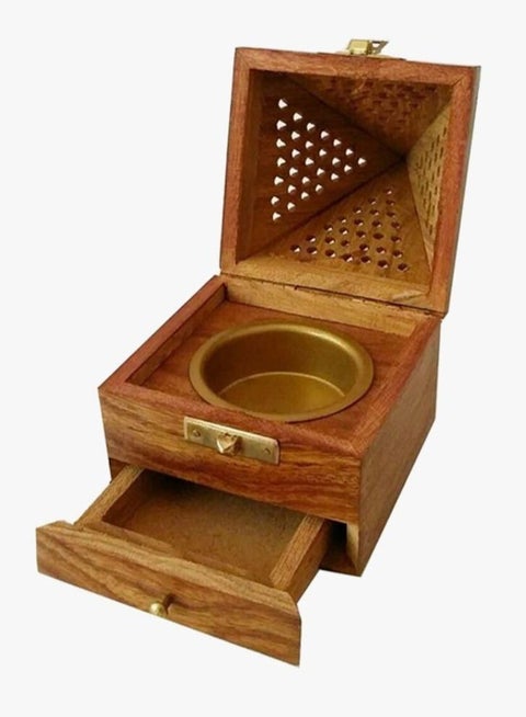 Pyramid Shaped Incense Burner Brown