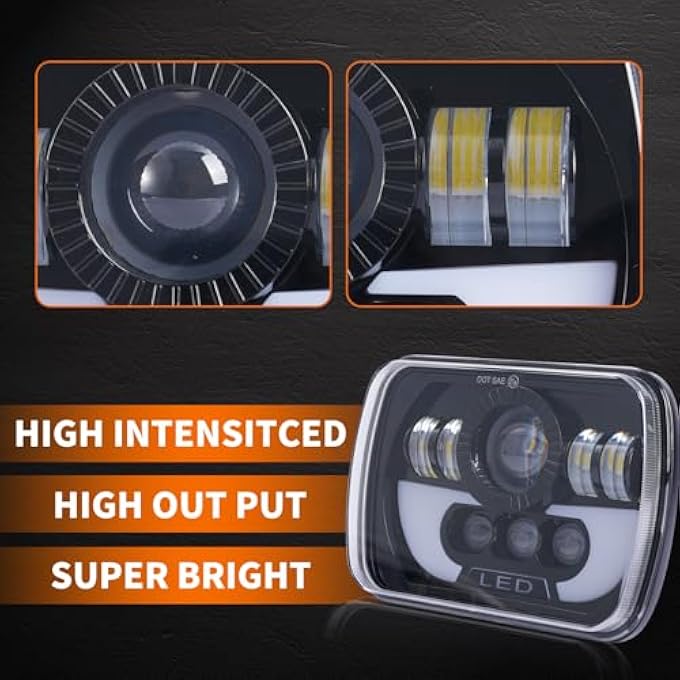 rayihni 2Pcs130W Rectangular 5X7 6X7 Inch Headlight800 Brightness Xenon White H6054 H5054 Headlight Compatible With 19962017 Chevy Express 150025003500HiLow Sealed BeamIp68Dot - Image 5