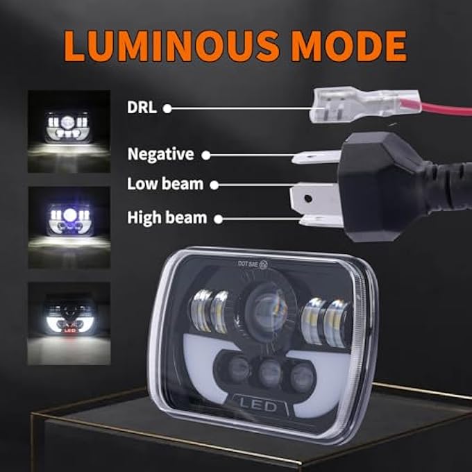 rayihni 2Pcs130W Rectangular 5X7 6X7 Inch Headlight800 Brightness Xenon White H6054 H5054 Headlight Compatible With 19962017 Chevy Express 150025003500HiLow Sealed BeamIp68Dot - Image 2