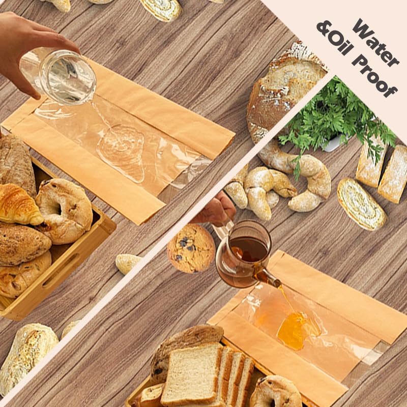 Homrelaxy 120pcs Paper Bread Bags for Homemade Bread, Sourdough Bag with Window, 13.7 x 8.3 x 3.5 Inch Large Brown Kraft Bakery Bags for Storing Loaves & Snacks, Includes 130 Sealing Stickers - Image 3