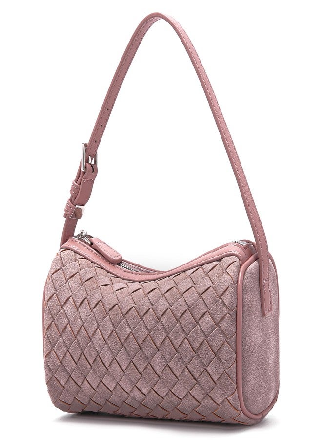 Sumrains Mini Purse Woven Bag for Women: Vegan Leather Suede Shoulder Bag - Small Barrel Bag Little Crossbody Handbag (Purple) - Image 1