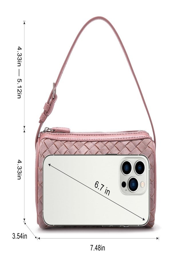 Sumrains Mini Purse Woven Bag for Women: Vegan Leather Suede Shoulder Bag - Small Barrel Bag Little Crossbody Handbag (Purple) - Image 5