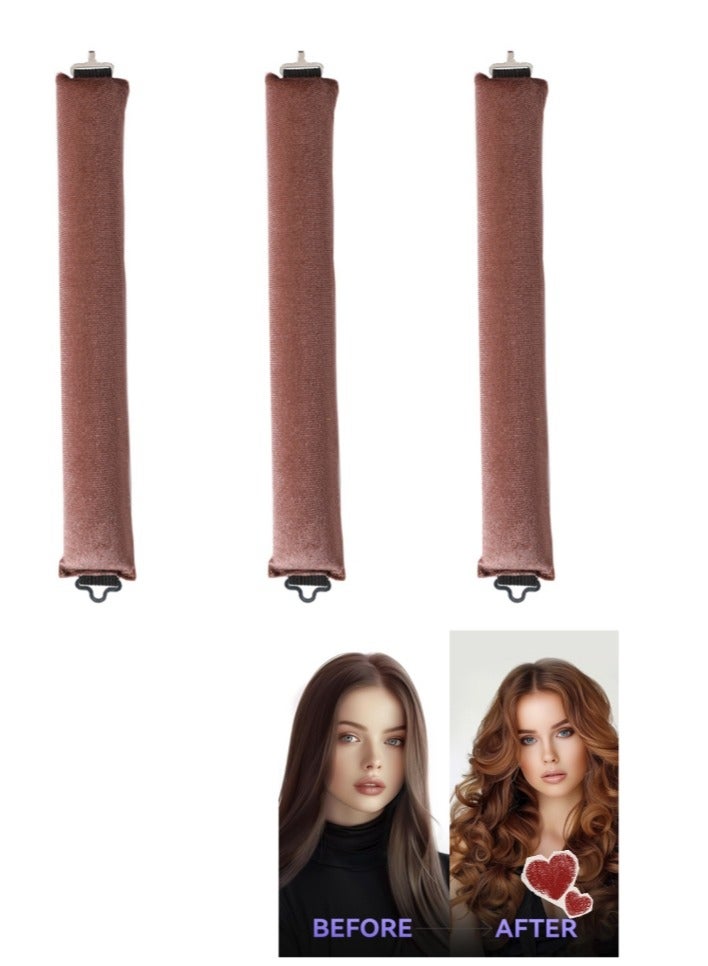 OASIS-TH 3 Pieces Heatless Hair Curler Overnight Rods Heatless Hair Curler,Heatless Curling for All Hair Types,No Heat Curlers Hair Curlers To Sleep Brown - Image 1