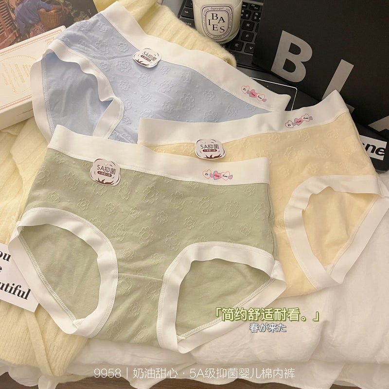 Cream Sweetheart Plus Size Panties for Women 100kg Pure Cotton Class a 5A Antibacterial Wholesale Womens Panties Green - Image 5