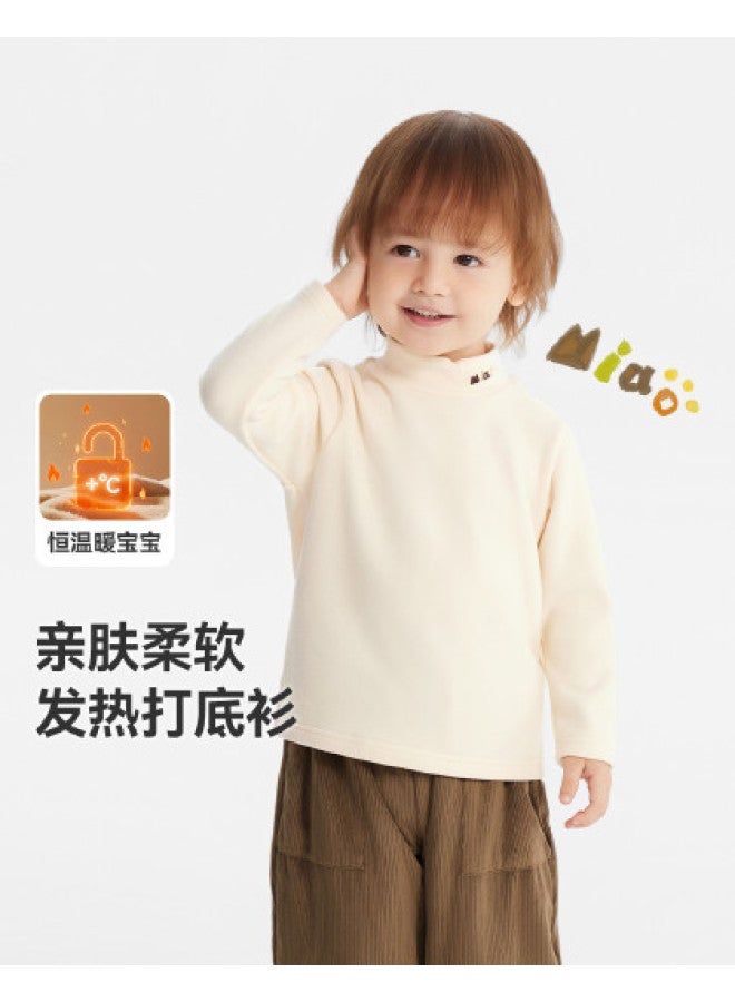 Heating] Baby Base Layer Shirt Autumn Winter Boys T-shirt Long Sleeve Warm Top Half High Neck Children Girls Casual - Image 1