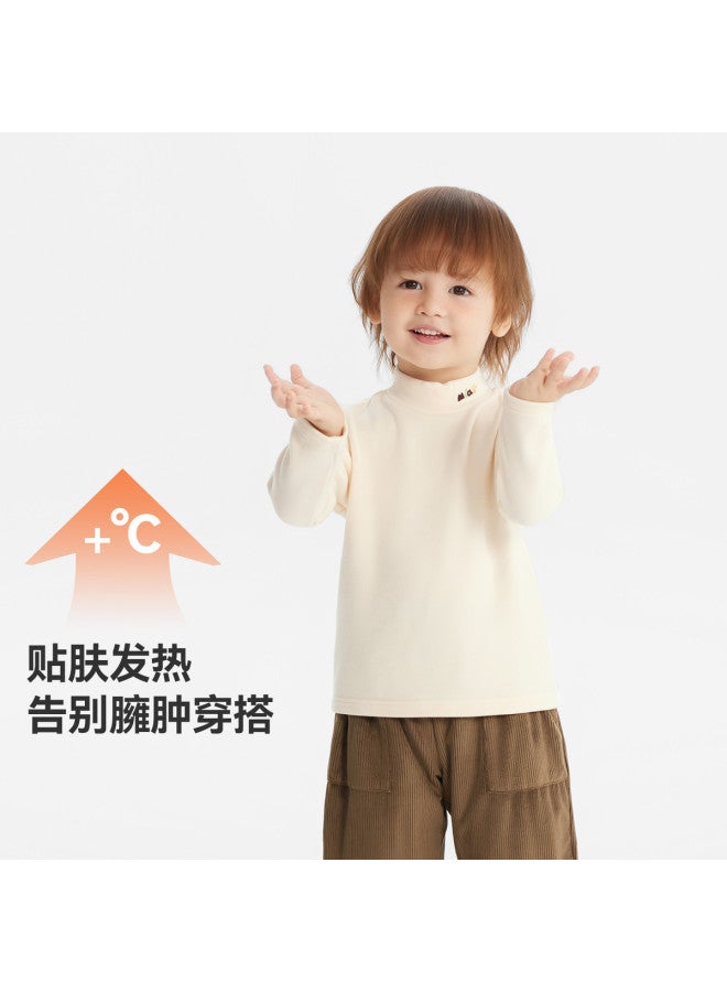 Heating] Baby Base Layer Shirt Autumn Winter Boys T-shirt Long Sleeve Warm Top Half High Neck Children Girls Casual - Image 3