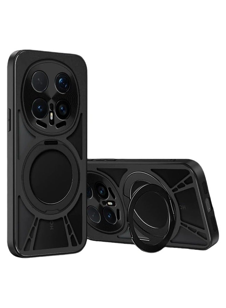 عام غطاء متوافق مع Honor Magic 8 Pro 5G [يدعم الشحن اللاسلكي] - تصميم ثنائي الوظيفة من المعدن المفرغ للتبريد والمقاوم للسقوط، مع حامل مغناطيسي دوّار 360° - Image 1