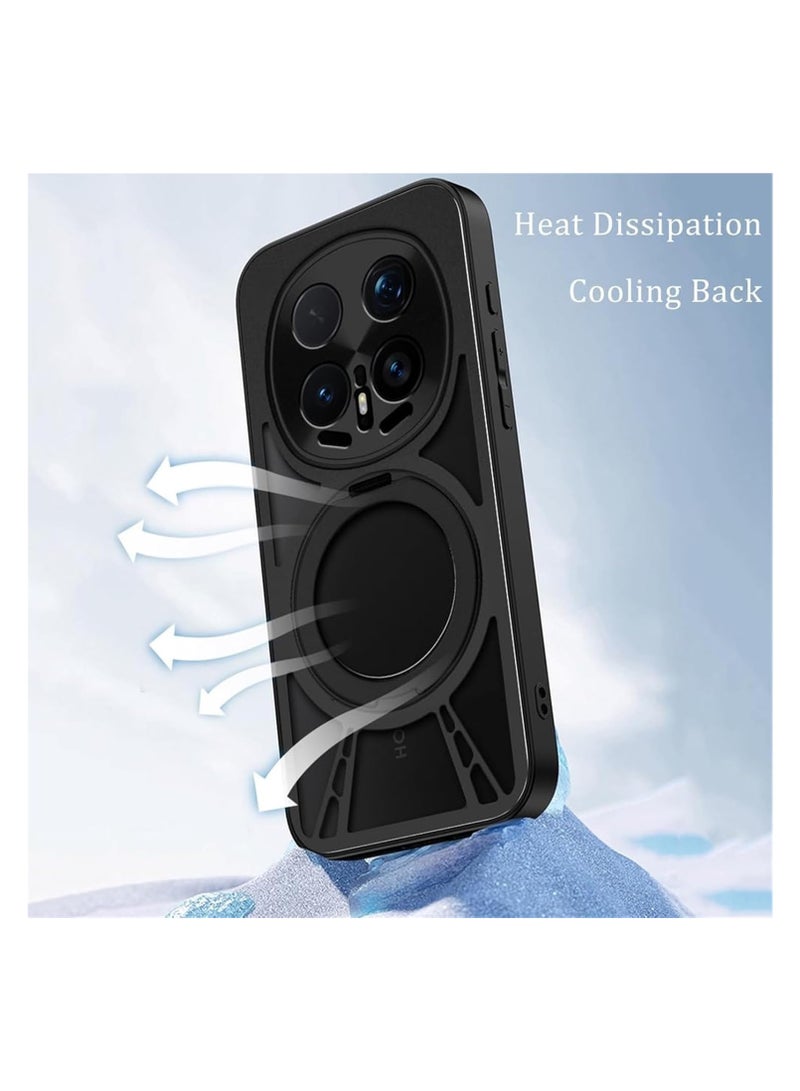 عام غطاء متوافق مع Honor Magic 8 Pro 5G [يدعم الشحن اللاسلكي] - تصميم ثنائي الوظيفة من المعدن المفرغ للتبريد والمقاوم للسقوط، مع حامل مغناطيسي دوّار 360° - Image 3