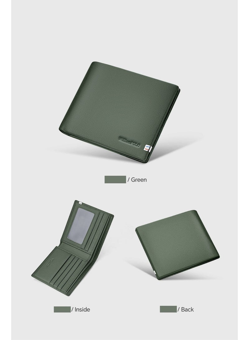 ويليامبولو WilliamPOLO الرجال الجلد الأصلي الأفقي محفظة قصيرة بسيطة فاخرة محفظة الشباب هدية لصديق - Image 3