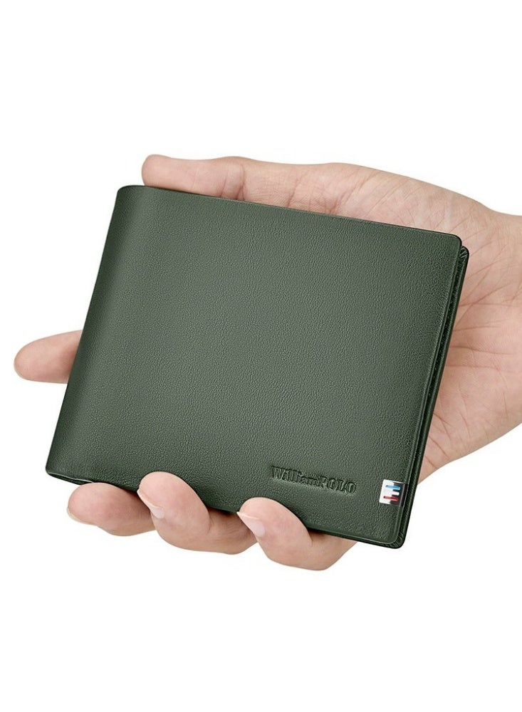 ويليامبولو WilliamPOLO الرجال الجلد الأصلي الأفقي محفظة قصيرة بسيطة فاخرة محفظة الشباب هدية لصديق - Image 1