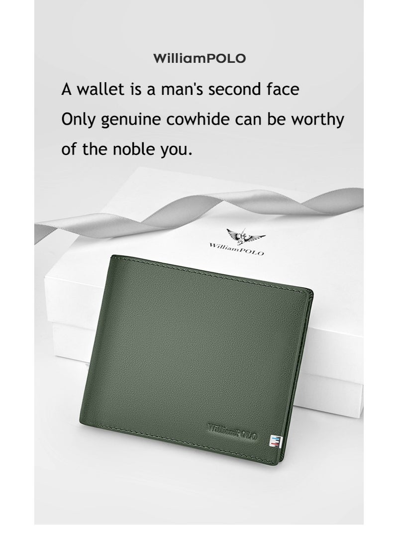 ويليامبولو WilliamPOLO الرجال الجلد الأصلي الأفقي محفظة قصيرة بسيطة فاخرة محفظة الشباب هدية لصديق - Image 5