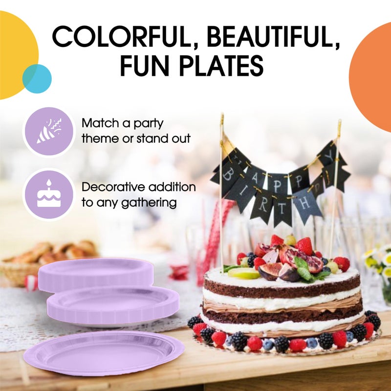 Exquisite Lavender Paper Plates Disposable Heavy Duty 9 Inch Disposable Plates For Party 50 Pcs Heavy Duty Paper Plate 350 GSM  Birthday Party Supplies Plate Set - Image 4
