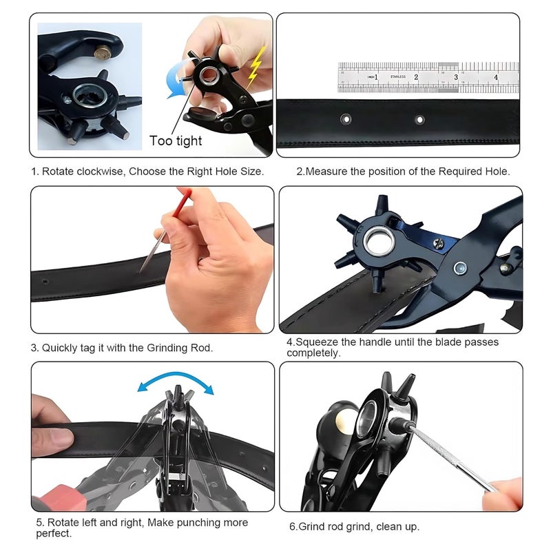Inditrust Inditrust punch hand tool kit for Leather Craft BeltWatch BandsBags Dog Collars and etc hole tool 25mm5mm  - Image 4
