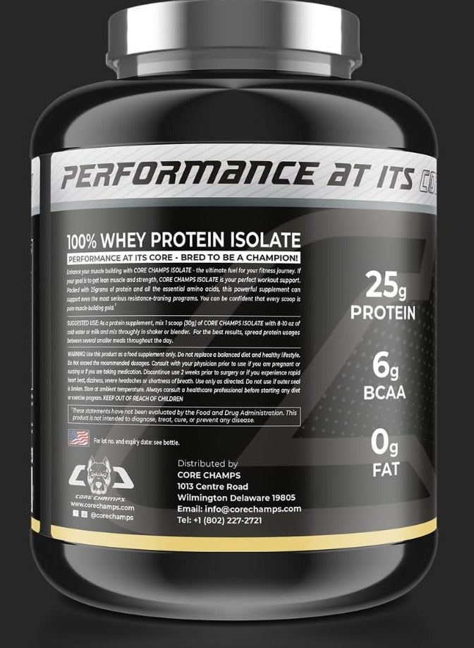 كور تشامبس 100% بروتين مصل الحليب المعزول | 25 جرام بروتين | 6 جرام BCAA | 67 حصة (فانيليا ناعمة، 2 كجم) - Image 4
