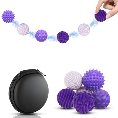 Playexen 6PCS Magnetic Sensory Fidget Balls Silicone Magnetic Balls Fidget Toys for Adults Stress Anxiety Relief Sensory Toys Fun Gifts for Men Women Purple Small - Image 1