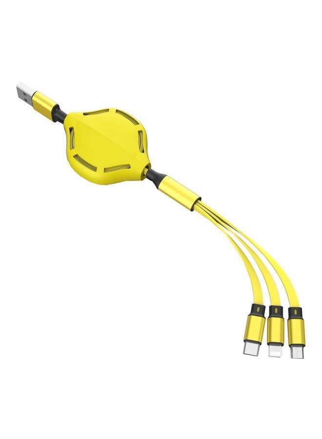 NIBEMINENT 3-In-1 Retractable Charging Cable Yellow - Image 1