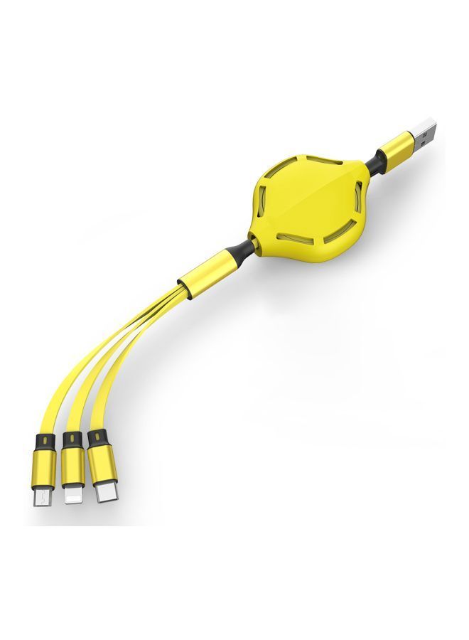 NIBEMINENT 3-In-1 Retractable Charging Cable Yellow - Image 2