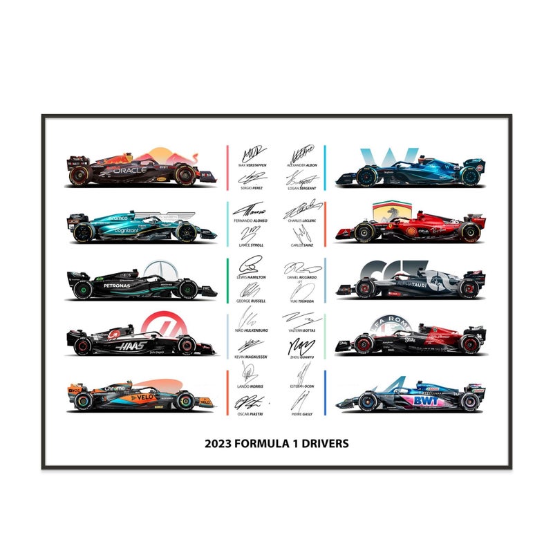 HOME TROVE  2023 Teams Formula 1 Poster Wall Art - Limited Edition F1 Car Racing Car Decor - 12x16 Best Gifts For F1 Fans, SPort Car Wall Art Prints - Living Room Or Office Decorations UNFRAMED - Image 5