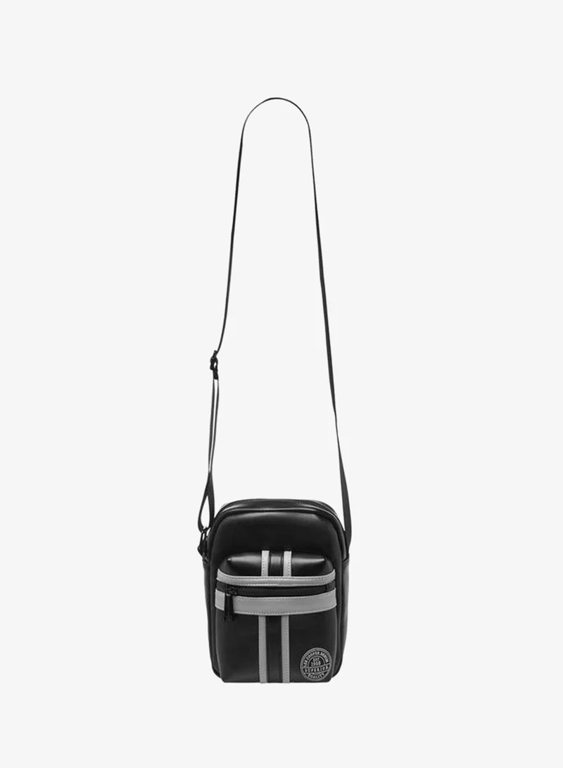 Lee Cooper BLACK Panelled Crossbody Bag with Zip Closure for Men | Best Price UAE