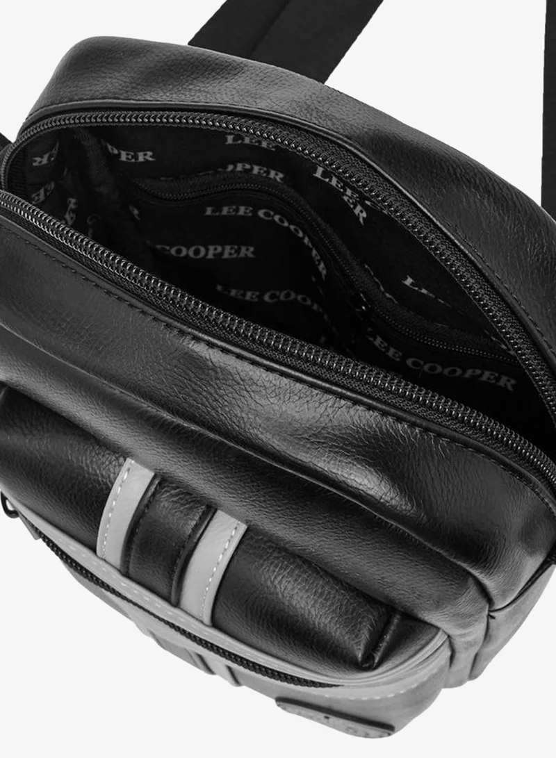 Lee Cooper BLACK Panelled Crossbody Bag with Zip Closure for Men | Best Price UAE