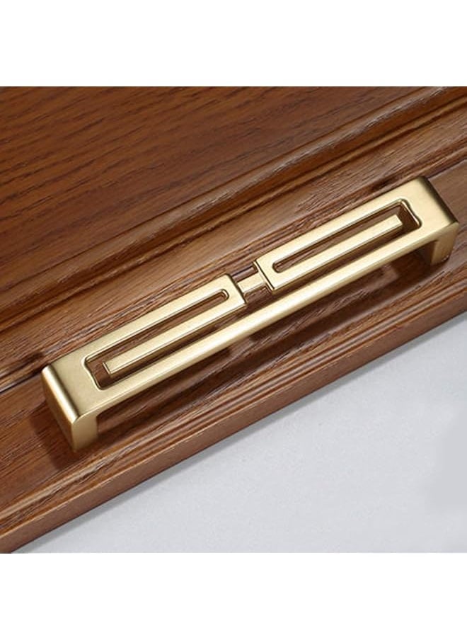 PROMASS promass 4 Pcs of Chinese Cabinet Hardware Handles, Drawer Pulls, Closet Handles Stylish Golden Copper Handles Double-Hole Handle  - Image 1