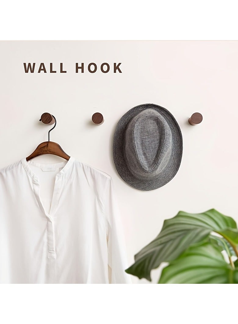 Loquat 4pcs Rustic Walnut Wood Coat Hooks Set, Modern Handcrafted Wooden Pegs, Non-Slip, Easy Install, for Hanging Hats, Coats, Multi-Purpose Wall Decor - Image 3