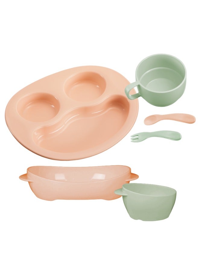 inochi Inochi Amori Baby Feeding Set | Dinnerware | Self Feeding for Toddlers & Kids | Toddler Cutlery Kit | Reusable Odorless BPA Free | Dishwasher & Microwave Safe | Made in Vietnam | Weaning Tray Utensils | Plate Bowl Spoon Fork Cup | Milky Orange + Tea Green 6pcs  - Image 1