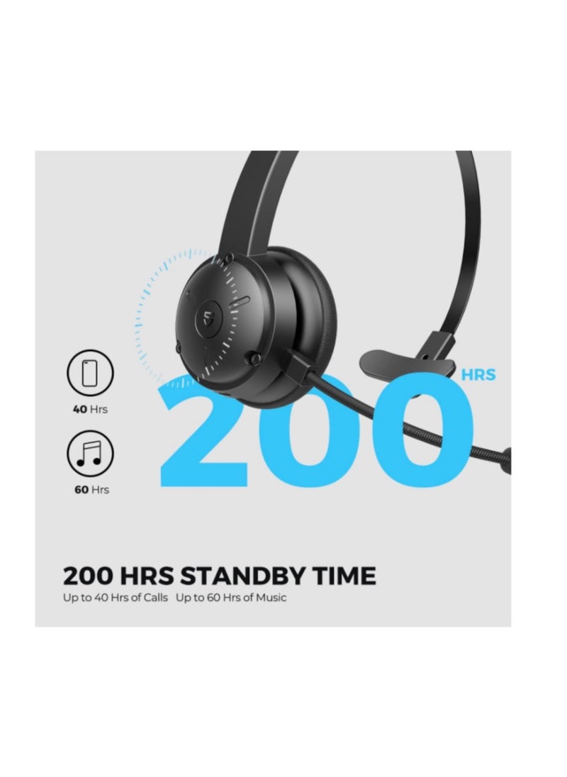 SoundPEATS - A7 Pro Bluetooth Headset with Boom Mic, Wireless Noise Canceling Headphones with Mute Mode, Over-Ear headset for PC/Gaming/Call Center/Meeting/Office, 40 Hours, Multi-point Connection - Image 1