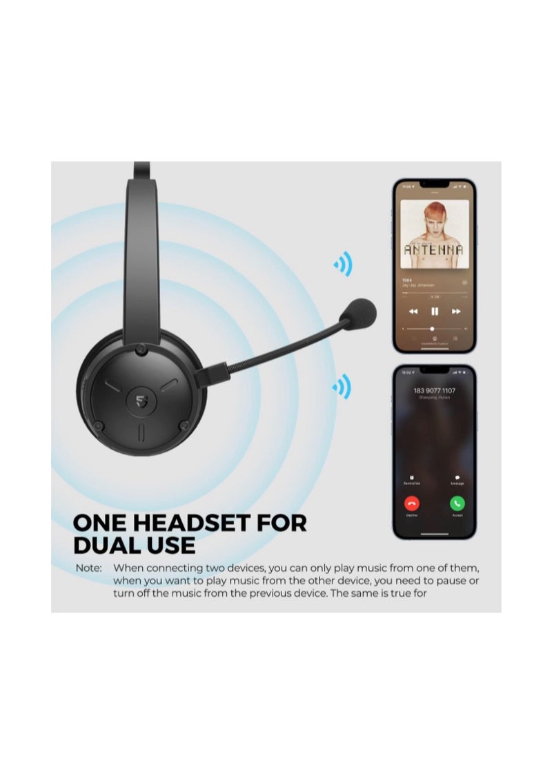 SoundPEATS - A7 Pro Bluetooth Headset with Boom Mic, Wireless Noise Canceling Headphones with Mute Mode, Over-Ear headset for PC/Gaming/Call Center/Meeting/Office, 40 Hours, Multi-point Connection - Image 1
