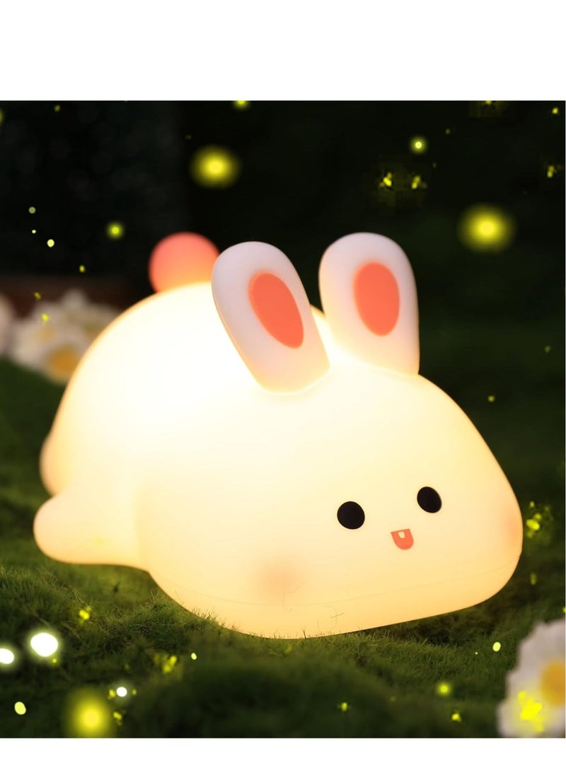 JAJEEK Big Face Rabbit Night Light for Kids – Cute Bunny Lamp, Rechargeable Silicone Rabbit LED Light, Kawaii Baby Night Light, Soft Glow for Kids' Rooms, Perfect Gift for Girls & Nursery Decor - Image 1