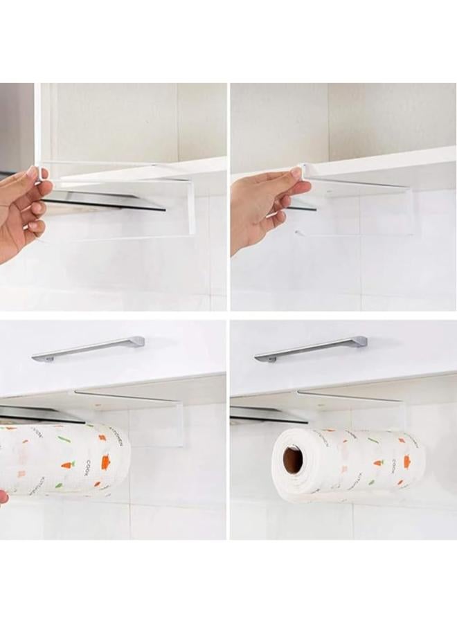 Metal Under Cabinet Mount Hanging Paper Towel Rack Contains Strong Bearing Capacity And Designed With S Shaped Practical For Home - White  - Image 2