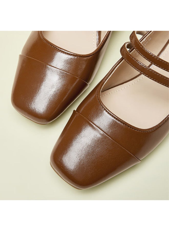 YEARCON Yierkang Women's Shoes French Style Chanel-inspired Single Shoes Shallow Mouth Retro Low-heeled Mary Jane Shoes 10562w Brown Size 38 - Image 3